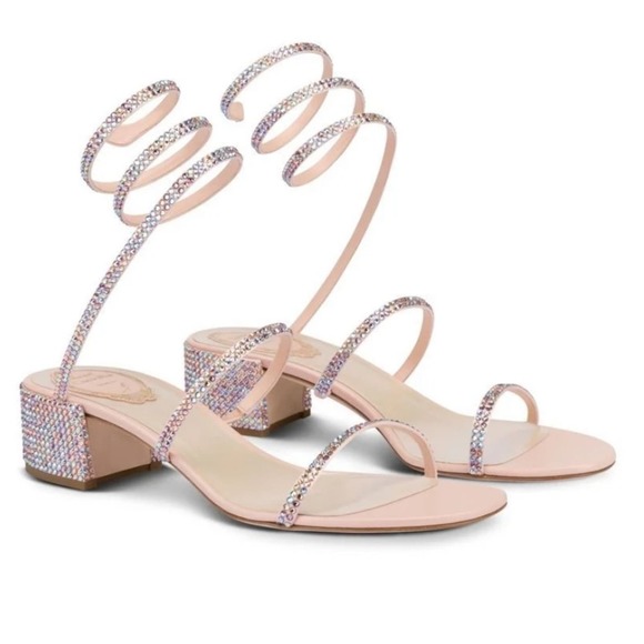 Rene Caovilla Shoes - Rene Caovilla flat elegant Cleo crystal sandals pink multicolored Size 37/ US 7